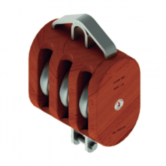 8 in. Extra Heavy Wood Shell Block Triple Sheave - WLL 7000 lb - No-Fitting - 1-1/8 in. Manilla Rope