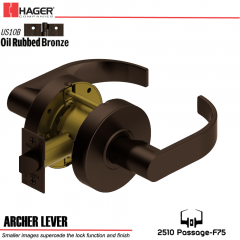 Hager 2510 Archer Lever US10B Door Lock Stock No 148988