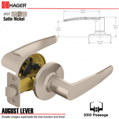 Hager 3310 August Lever Tubular Leverset US15 Stock No 144793