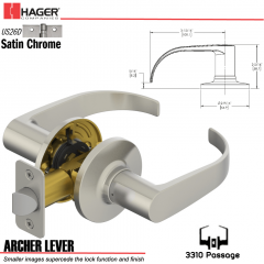 Hager 3310 Archer Lever Tubular Leverset US26D Stock No 144816