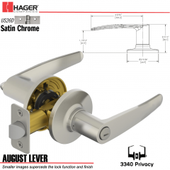 Hager 3340 August Lever Tubular Leverset US26D Stock No 144799