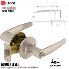 Hager 3353 August Lever Tubular Leverset US15 Stock No 144808