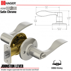 Hager 3353 Johnston Lever Tubular Leverset US26D Stock No 144979