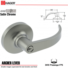 Hager 3410 Archer Lever Lockset US26D Stock No 172477