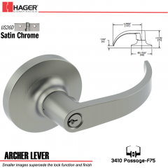 Hager 3410 Archer Lever Lockset US26D Stock No 150843