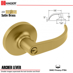 Hager 3440 Archer Lever Lockset US4 Stock No 054723