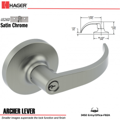 Hager 3450 Archer Lever Lockset US26D Stock No 172475