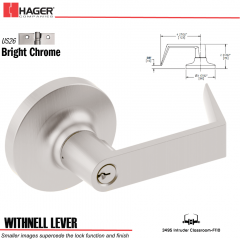 Hager 3495 Withnell Lever Lockset US26 Stock No 007071