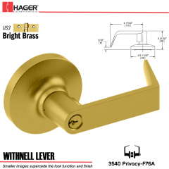 Hager 3540 Withnell Lever Lockset US3/US26D Stock No 056558
