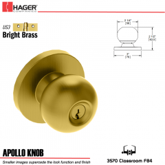 Hager 3570 Apollo Knob Lockset US3 Stock No 175621
