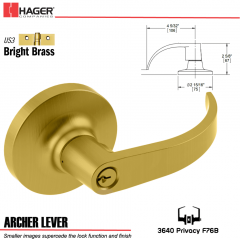 Hager 3640 Archer Lever Lockset US3 Stock No 097053