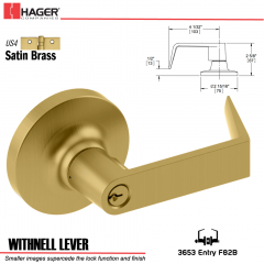 Hager 3653 Withnell Lever Lockset US4 Stock No 152795