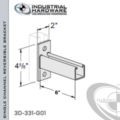 Single Channel Reversible Bracket From Steel-Hot Dip Galv. For All Strut X 6 in. Long