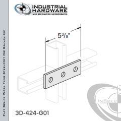 Flat Splice Plate From Steel-Hot Dip Galv. With 3-Holes X 5-3/8 in. Long