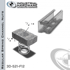 Regular Spring Channel Nuts ( Strut ) Steel-E.G. 1/2-13 X 1/2