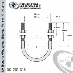 U-Bolts W/4 Nuts Plain Steel-Light Oil For 8 in. Pipe 11.43 in. Inside Length