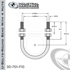 U-Bolts W/4 Nuts Steel-E.G. (Zinc Plated) For 4 in. Pipe 6.75 in. Inside Length