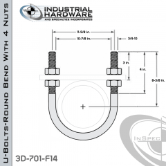 U-Bolts W/4 Nuts Steel-E.G. (Zinc Plated) For 10 in. Pipe 13.75 in. Inside Length