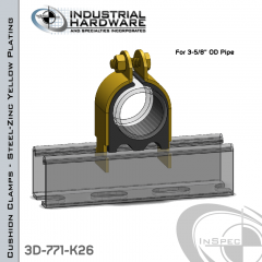 Cushion Clamps From Steel-Zinc Yellow Plating For 3-5/8 in. OD Tube