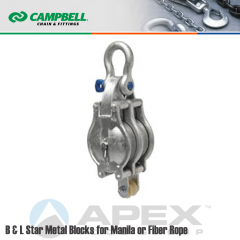 Campbell #7247136 6 in. Double Sheave B & L Star Metal Block - WLL 3300 lb - Anchor Shackle