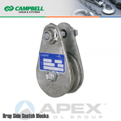 Campbell #7339765 4-1/2 in. Single Sheave Drop Side Snatch Blocks - Wire Rope - WLL 8818 lb - No Connection