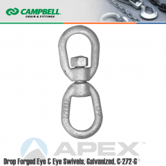 Campbell #3631235 3/4 in. Drop Forged Eye & Eye Swivels - 7200 lb WLL - Carbon Steel - Galvanized