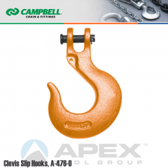 Campbell #4403715 1/2 in. Clevis Slip Hooks - 13000 lb WLL - Alloy Steel - Painted Orange
