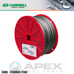 250 Ft. Reel Campbell 7000827. 1/4 (7MM) Galvanized Cable, 1400 lb Working  Load