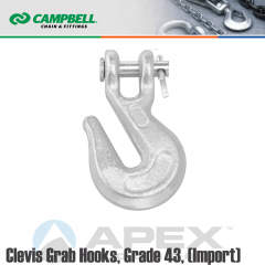 Campbell #T9501824 1/2 in. Grade 43 Clevis Grab Hooks - 9200 lb WLL - Carbon Steel - Zinc Plated
