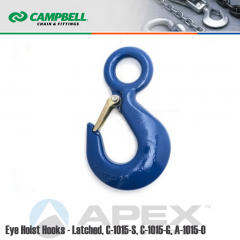 Campbell #3914305PL #23 Eye Hoist Hook w/Latch - 7-1/2 Ton Wll - Carbon Steel - Painted Blue