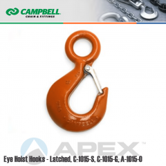 Campbell #3924215PL #22 Eye Hoist Hook w/Latch - 1 Ton Wll - Alloy Steel - Painted Orange