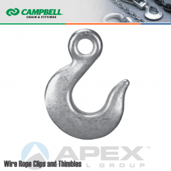 Campbell #T9101424 1/4 in. Grade 43 Eye Slip Hooks - 2600 lb WLL - Carbon Steel - Zinc Plated