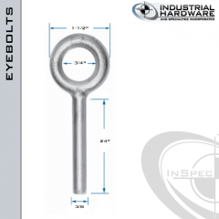 N2003-316SS-24-BLANK: 3/8 x 24 in Long Non Threaded Plain Pattern Eyebolt Blanks SS Type 316 - Made in the USA