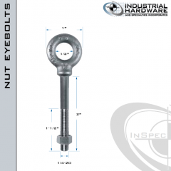 N2021-316SS-2: 1/4-20 x 2 in Long with 1-1/2 in Thread Shoulder Pattern Eyebolt with Nut SS Type 316 - Made in the USA