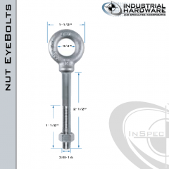 N2023-316SS-2-1/2: 3/8-16 x 2-1/2 in Long with 1-1/2 in Thread Shoulder Pattern Eyebolt with Nut SS Type 316 - Made in the USA