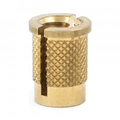 2-56 UNC x 0.156 PlastiSert Press-Fit Threaded Insert For Plastics - Flanged - Top Slot - Brass