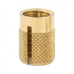 5/16-18 UNC x 0.563 PlastiSert Press-Fit Threaded Insert For Plastics - Flush - Bottom Slot - Brass