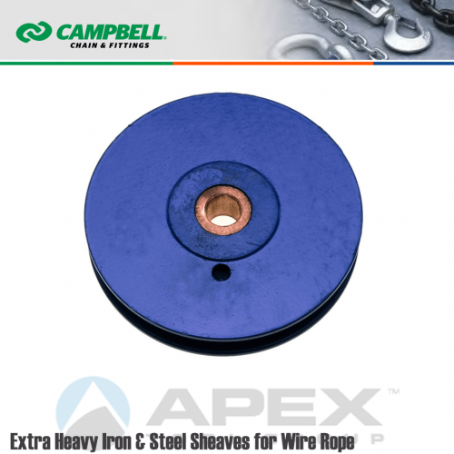 Campbell 7365522 4 in. Extra Heavy Steel Sheave For 3 8 in. Wire Rope Painted Blue