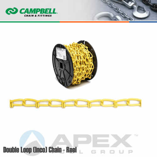255 lbs Load Capacity Campbell PA0722027 Low Carbon Steel Inco Double Loop Chain on Reel 125 Length White Polycoated 0.14 Diameter 2/0 Trade 