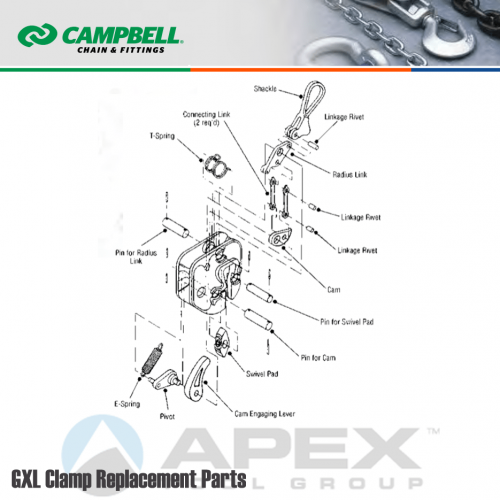 Campbell 6506200 Replacement Shackle/Linkage Kit for 1/2 ton GXL Clamp Campbell Chain