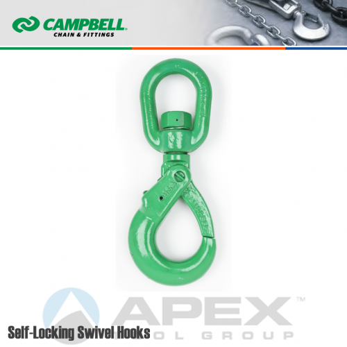 Campbell #5799095 5/8 in. Cam Alloy Self-Locking Swivel Hook - Grade 100 -  Painted Green