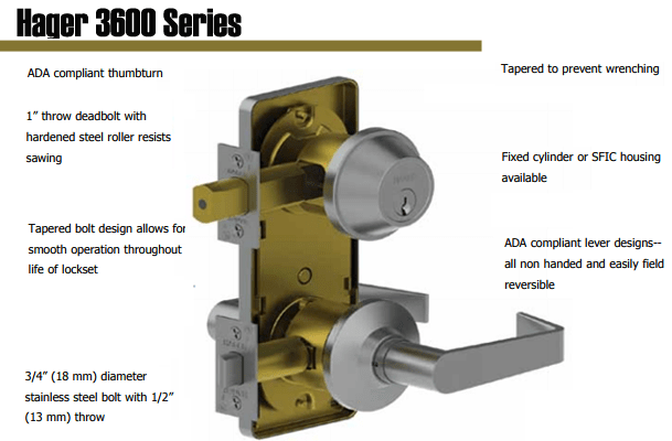 Hager 3700 Series Grade 2 interconnected lock is a perfect match for residential or commercial applications such as apartmentbuildings and assisted living facilities. 
