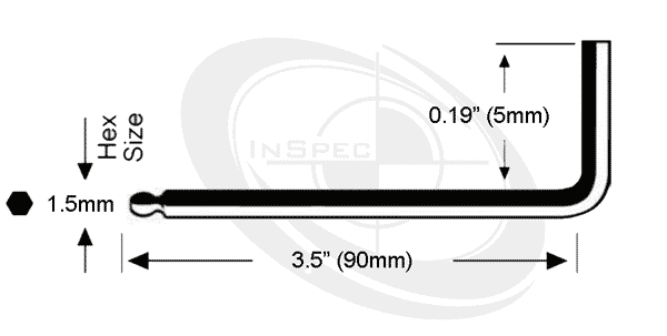 Bondhus 26750 1.5mm Stubby Ball End Tip Hex Key L-Wrench with BriteGuard Finish 90mm Pack of 50 