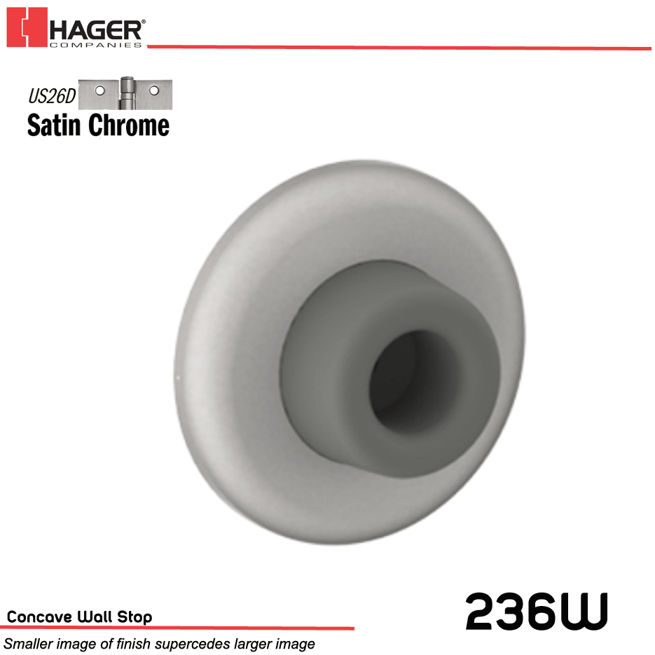 Hager 051981 236W  US26D Concave Wall Stop 